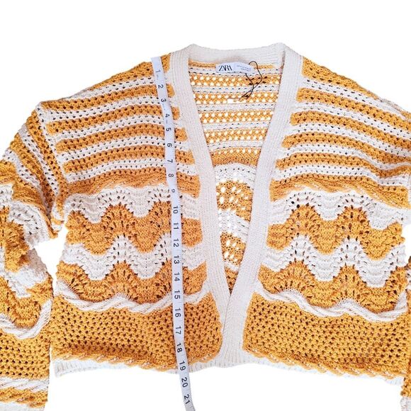 Zara Crochet Cardigan Orange Cream Medium‎ - Picture 6 of 7